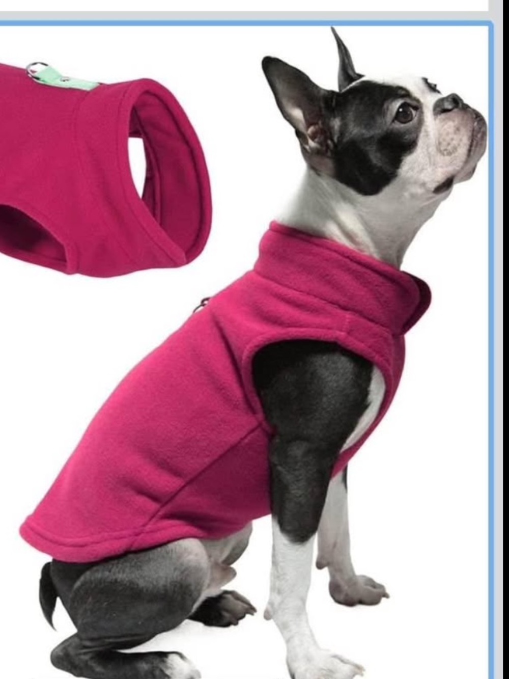 Fuchsia Fleece Dog Vest with Mint Accent XL